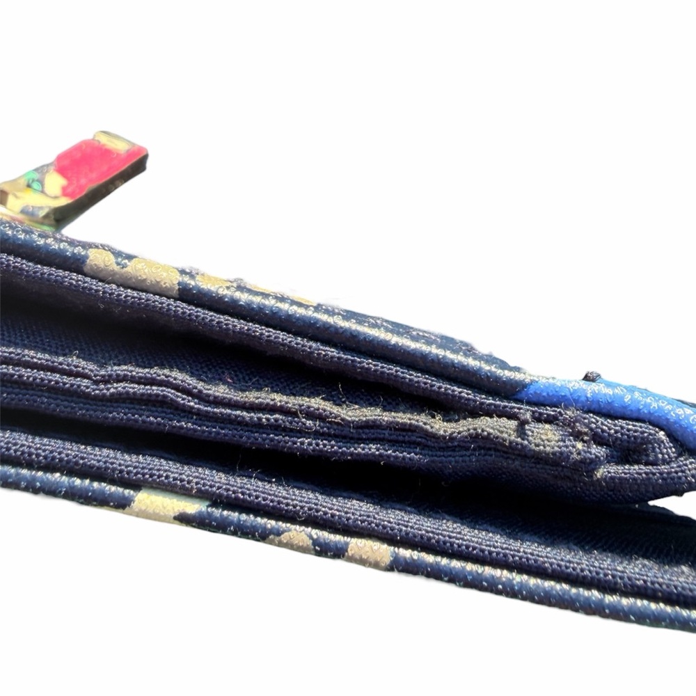 Flawed Navy Floral Crosshatch Wallet See Pics & Description - Picture 5 of 8